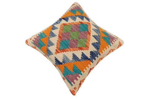 handmade Traditional Pillow Rust Blue Hand-Woven SQUARE 100% WOOL Hand woven turkish pillow2 x 2
