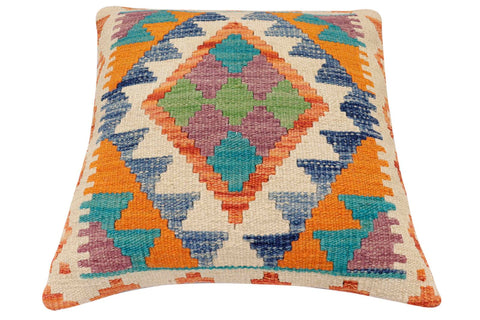 handmade Traditional Pillow Rust Blue Hand-Woven SQUARE 100% WOOL Hand woven turkish pillow2 x 2