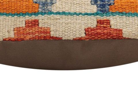 handmade Traditional Pillow Rust Blue Hand-Woven SQUARE 100% WOOL Hand woven turkish pillow2 x 2