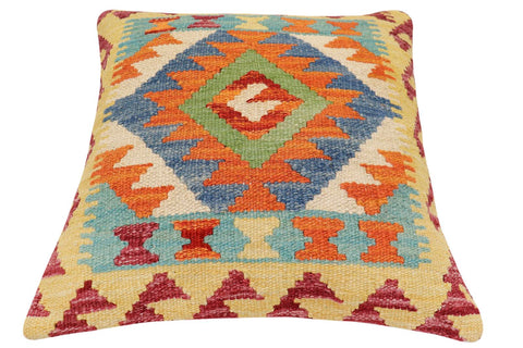 handmade Traditional Pillow Rust Blue Hand-Woven SQUARE 100% WOOL Hand woven turkish pillow2 x 2