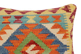 handmade Traditional Pillow Rust Blue Hand-Woven SQUARE 100% WOOL Hand woven turkish pillow2' x 2'