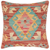 handmade Traditional Pillow Red Blue Hand-Woven SQUARE 100% WOOL Hand woven turkish pillow2' x 2'