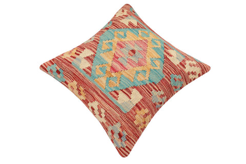 handmade Traditional Pillow Red Blue Hand-Woven SQUARE 100% WOOL Hand woven turkish pillow2 x 2
