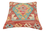 handmade Traditional Pillow Red Blue Hand-Woven SQUARE 100% WOOL Hand woven turkish pillow2' x 2'