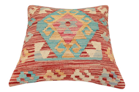 handmade Traditional Pillow Red Blue Hand-Woven SQUARE 100% WOOL Hand woven turkish pillow2 x 2