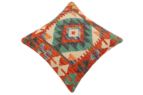 handmade Traditional Pillow Rust Blue Hand-Woven SQUARE 100% WOOL Hand woven turkish pillow2 x 2