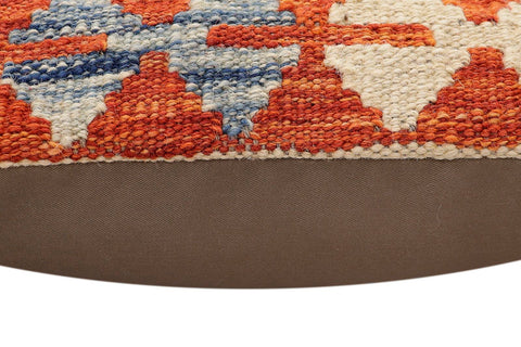 handmade Traditional Pillow Rust Blue Hand-Woven SQUARE 100% WOOL Hand woven turkish pillow2 x 2