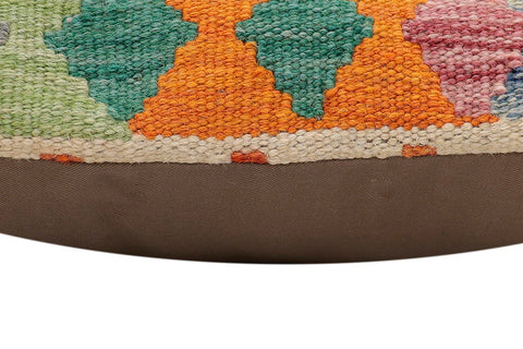 handmade Traditional Pillow Rust Blue Hand-Woven SQUARE 100% WOOL  Hand woven turkish pillow  2 x 2