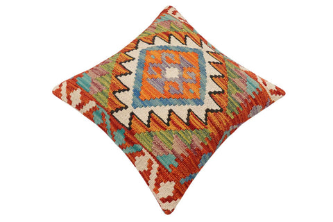 handmade Traditional Pillow Rust Blue Hand-made SQUARE 100% WOOL Hand woven turkish pillow2 x 2