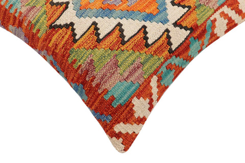 handmade Traditional Pillow Rust Blue Hand-made SQUARE 100% WOOL Hand woven turkish pillow2 x 2