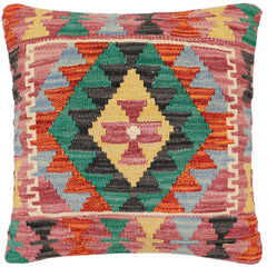 handmade Traditional Pillow Rust Red Hand-made SQUARE 100% WOOL Hand woven turkish pillow2' x 2'