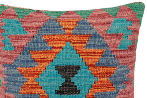handmade Traditional Pillow Rust Blue Hand-made SQUARE 100% WOOL Hand woven turkish pillow2 x 2