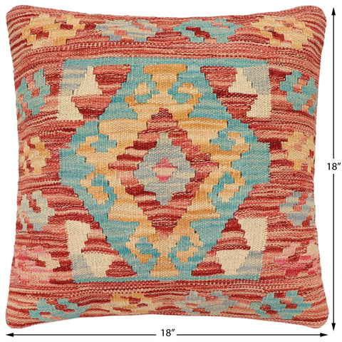 handmade Traditional Pillow Rust Blue Hand-made SQUARE 100% WOOL Hand woven turkish pillow2 x 2