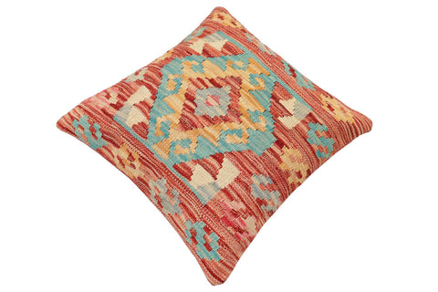 handmade Traditional Pillow Rust Blue Hand-made SQUARE 100% WOOL Hand woven turkish pillow2 x 2