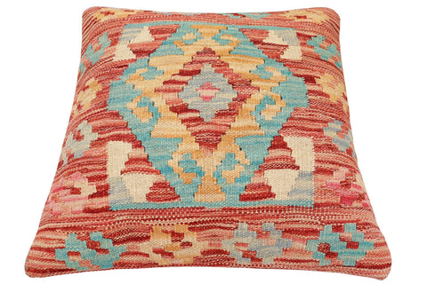 handmade Traditional Pillow Rust Blue Hand-made SQUARE 100% WOOL Hand woven turkish pillow2 x 2