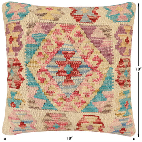 handmade Traditional Pillow Red Blue Hand-made SQUARE 100% WOOL Hand woven turkish pillow2 x 2