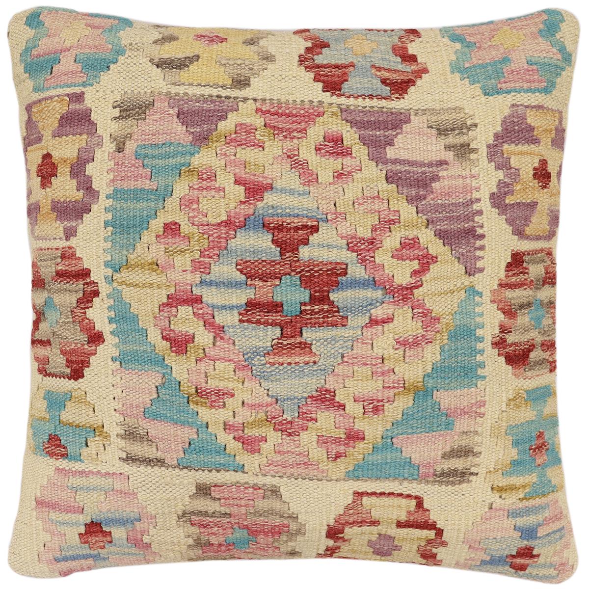 handmade Traditional Pillow Red Blue Hand-made SQUARE 100% WOOL Hand woven turkish pillow2' x 2'