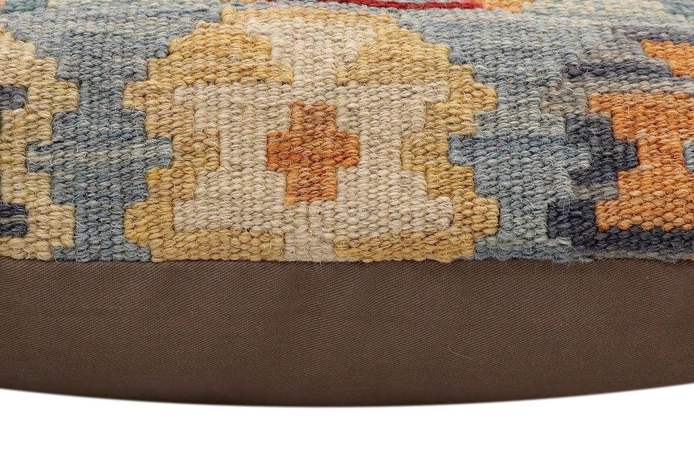 handmade Traditional Pillow Blue Rust Hand-made SQUARE 100% WOOL Hand woven turkish pillow2' x 2'