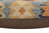 handmade Traditional Pillow Blue Rust Hand-made SQUARE 100% WOOL Hand woven turkish pillow2' x 2'