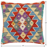 handmade Traditional Pillow Rust Blue Hand-made SQUARE 100% WOOL Hand woven turkish pillow2' x 2'