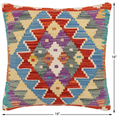 handmade Traditional Pillow Rust Blue Hand-made SQUARE 100% WOOL Hand woven turkish pillow2' x 2'
