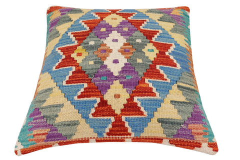 handmade Traditional Pillow Rust Blue Hand-made SQUARE 100% WOOL Hand woven turkish pillow2 x 2