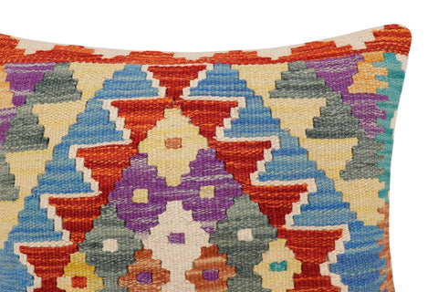 handmade Traditional Pillow Rust Blue Hand-made SQUARE 100% WOOL Hand woven turkish pillow2 x 2
