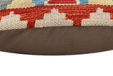 handmade Traditional Pillow Rust Blue Hand-made SQUARE 100% WOOL Hand woven turkish pillow2' x 2'