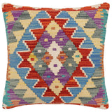 handmade Traditional Pillow Rust Blue Hand-made SQUARE 100% WOOL Hand woven turkish pillow2' x 2'