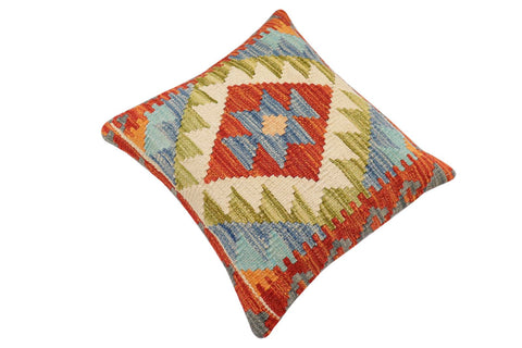 handmade Traditional Pillow Rust Blue Hand-made SQUARE 100% WOOL  Hand woven turkish pillow  3 x 5