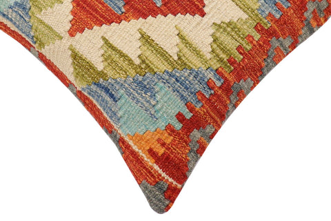 handmade Traditional Pillow Rust Blue Hand-made SQUARE 100% WOOL  Hand woven turkish pillow  3 x 5