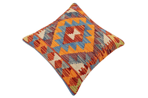 handmade Traditional Pillow Rust Blue Hand-made SQUARE 100% WOOL Hand woven turkish pillow2 x 2