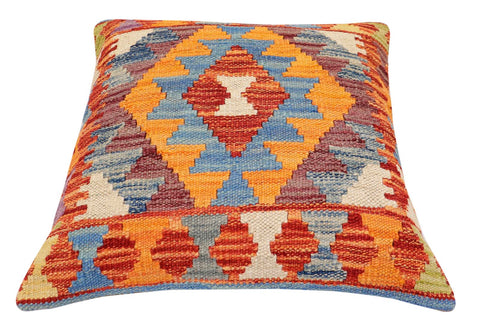 handmade Traditional Pillow Rust Blue Hand-made SQUARE 100% WOOL Hand woven turkish pillow2 x 2