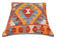handmade Traditional Pillow Rust Blue Hand-made SQUARE 100% WOOL Hand woven turkish pillow2' x 2'