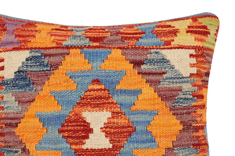 handmade Traditional Pillow Rust Blue Hand-made SQUARE 100% WOOL Hand woven turkish pillow2 x 2