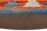 handmade Traditional Pillow Rust Blue Hand-made SQUARE 100% WOOL Hand woven turkish pillow2' x 2'