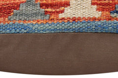 handmade Traditional Pillow Rust Blue Hand-made SQUARE 100% WOOL Hand woven turkish pillow2' x 2'