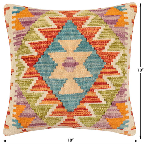 handmade Traditional Pillow Rust Blue Hand-made SQUARE 100% WOOL Hand woven turkish pillow2 x 2