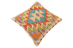 handmade Traditional Pillow Rust Blue Hand-made SQUARE 100% WOOL Hand woven turkish pillow2' x 2'