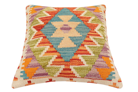 handmade Traditional Pillow Rust Blue Hand-made SQUARE 100% WOOL Hand woven turkish pillow2 x 2