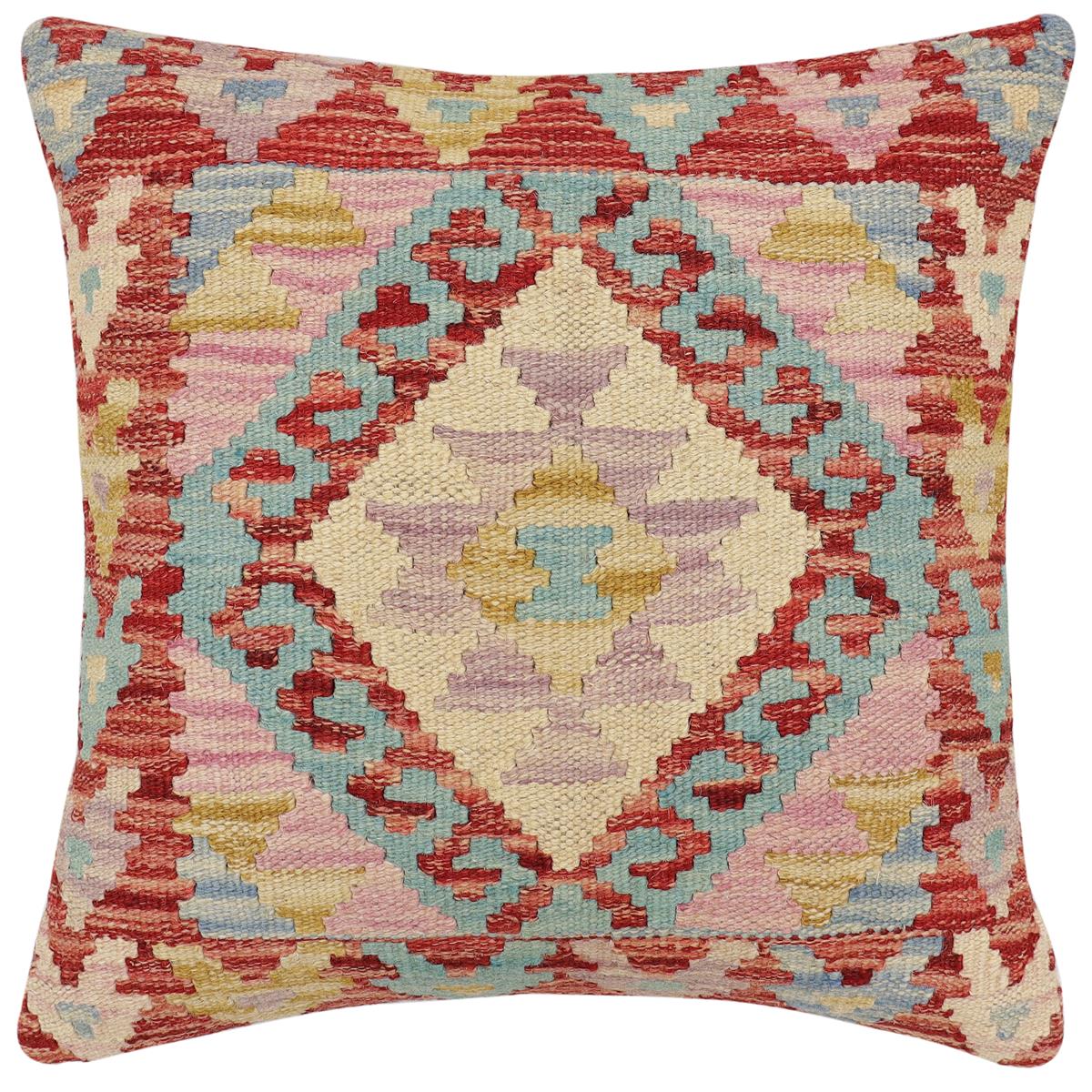 handmade Traditional Pillow Red Blue Hand-made SQUARE 100% WOOL Hand woven turkish pillow2 x 2