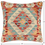 handmade Traditional Pillow Red Blue Hand-made SQUARE 100% WOOL  Hand woven turkish pillow  2 x 2