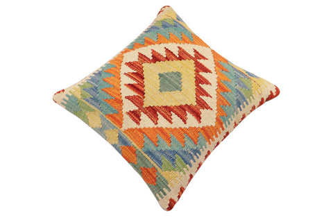 handmade Traditional Pillow Rust Blue Hand-made SQUARE 100% WOOL  Hand woven turkish pillow  3 x 5