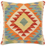 handmade Traditional Pillow Rust Blue Hand-made SQUARE 100% WOOL  Hand woven turkish pillow  3 x 5