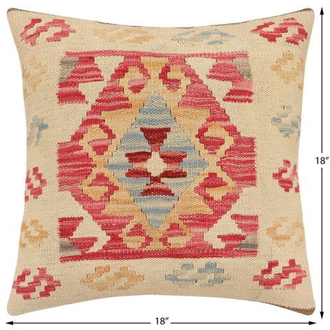handmade Traditional Pillow Beige Red Hand-made SQUARE 100% WOOL Hand woven turkish pillow2 x 2