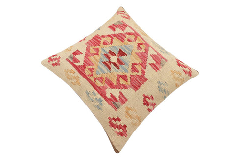 handmade Traditional Pillow Beige Red Hand-made SQUARE 100% WOOL Hand woven turkish pillow2 x 2