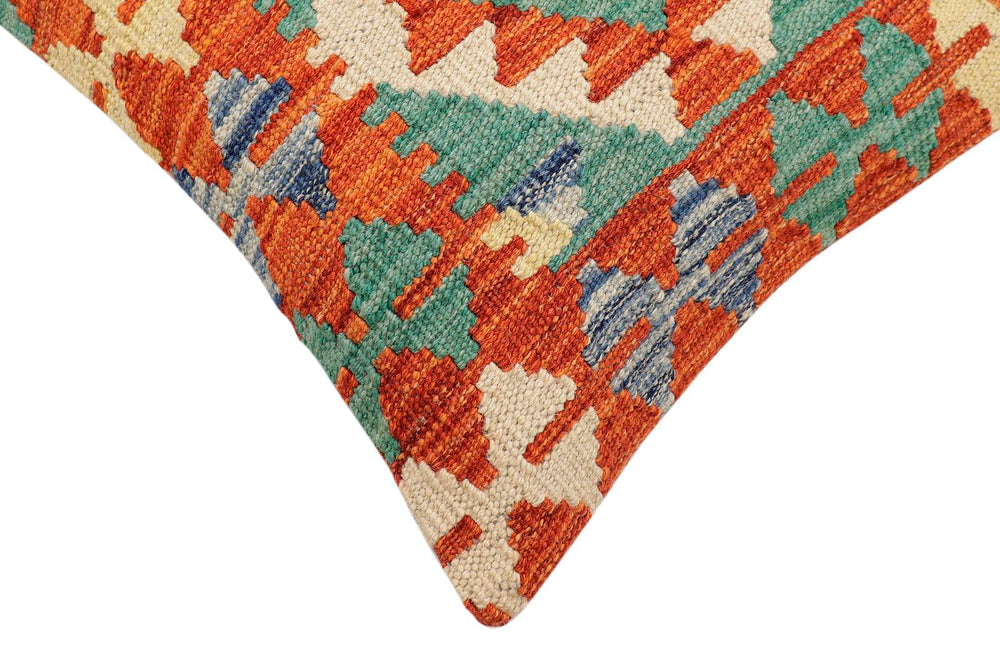 handmade Traditional Pillow Rust Blue Hand-made SQUARE 100% WOOL Hand woven turkish pillow2' x 2'