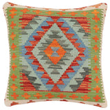 handmade Traditional Pillow Rust Blue Hand-made SQUARE 100% WOOL Hand woven turkish pillow2' x 2'