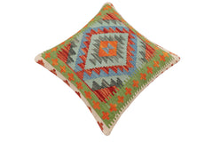 handmade Traditional Pillow Rust Blue Hand-made SQUARE 100% WOOL Hand woven turkish pillow2' x 2'