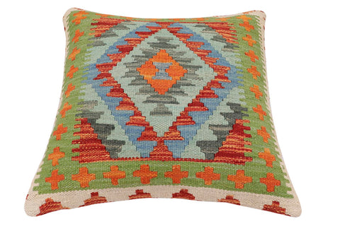 handmade Traditional Pillow Rust Blue Hand-made SQUARE 100% WOOL Hand woven turkish pillow2 x 2